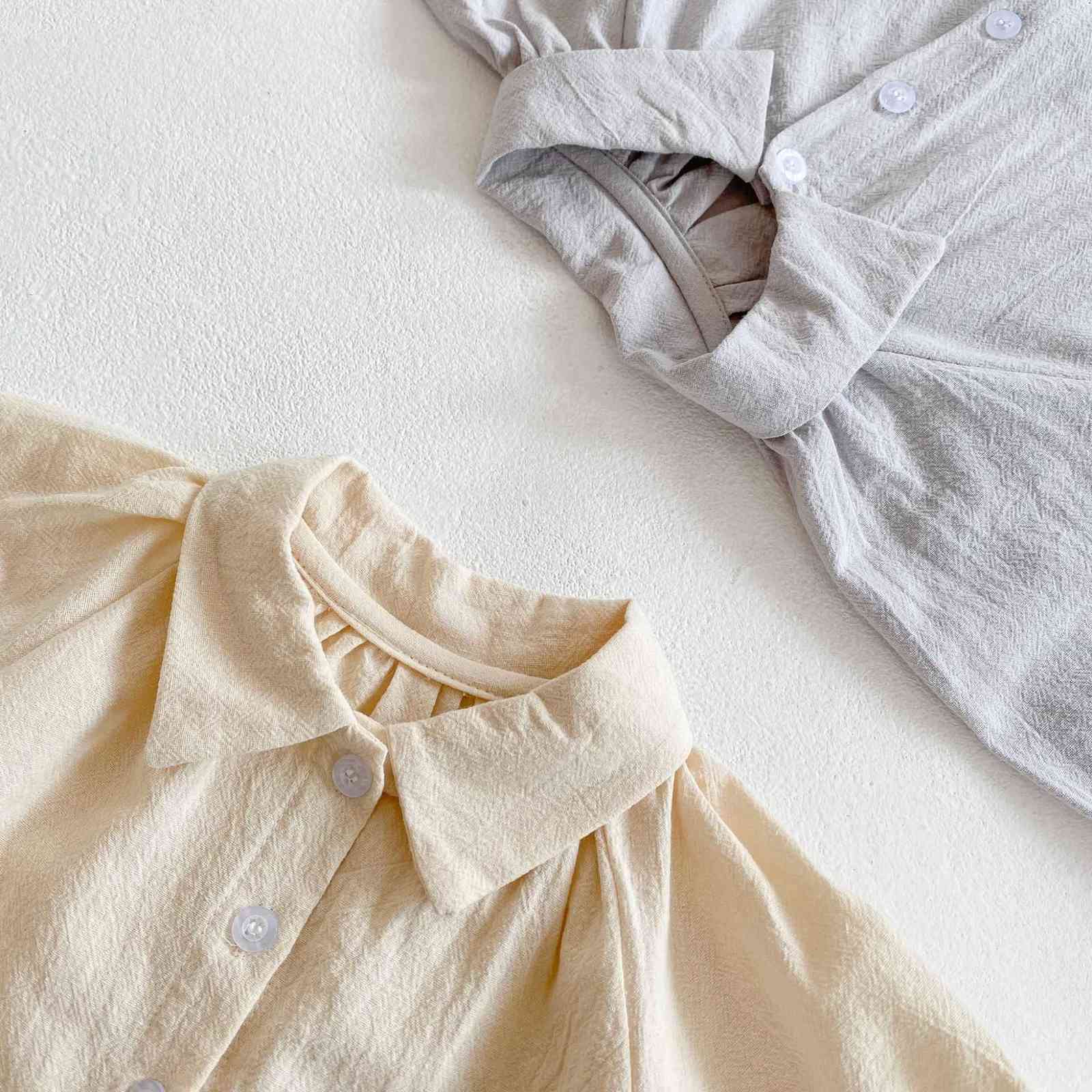 spring baby cotton doll collar solid color models wild loose long-sleeved shirt girls blouses 210702