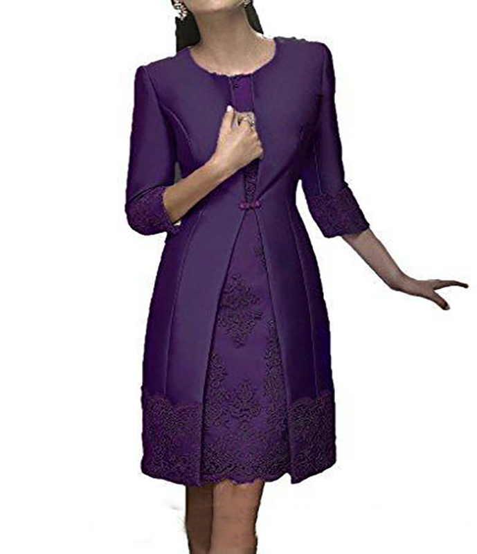 Elegant Short Mother Dresses With Jacket 2025 Mother Of The Bride Dress Suit Gowns Formal Party Wear Wedding Guest Dresses 3/4 Long Sleeves