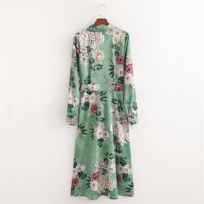 Streetwear Women Floral Print Dress Fashion Ladies Sashes Vestidos Chinese Style Female Chic Collar Dresses 210430