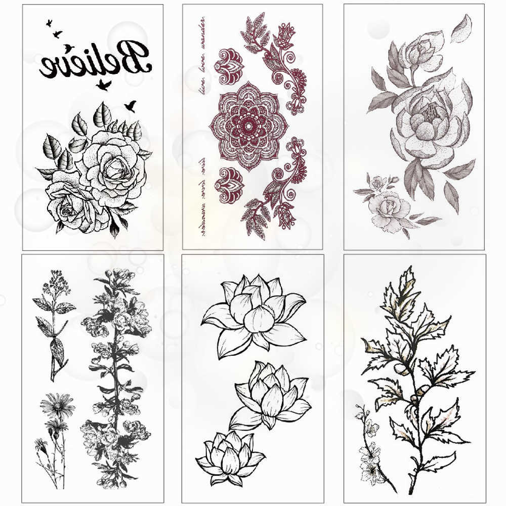 Temporary Tattoo Sticker Flower waterproof body Rose lotus peony Small temporary tattoo stickers for women hand neck
Temporary Tattoo Sticker Flower waterproof body Rose lotus peony Small temporary tattoo stickers for women hand neck