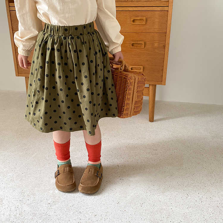 spring cotton wave point princess skirt children's dot skirt children cloth toddler girl clothes 210701