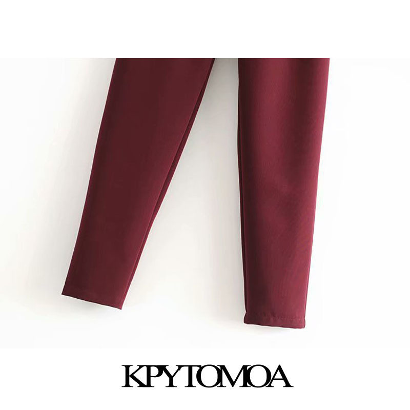 Stylish Office Wear High Waisted Pants Women Fashion Zipper Fly With Belt Pockets Female Ankle Trousers Pantalones 210420