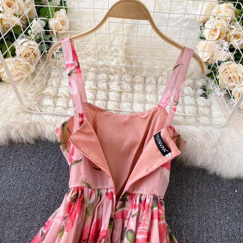 Summer Fashion A-line Dress Women Sleeveless Elegant Print Slim Holiday Clothes Vestidos De Mujer Q653 210527