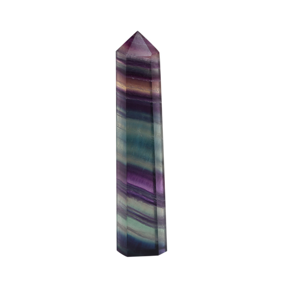 Home decoration hexagonal quartz crystal cures fluorite wand purple green stone nique tile due to natural formati