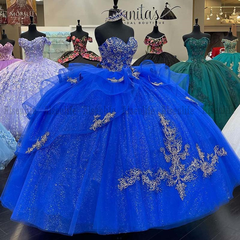 Luxury Royal Blue Quinceanera Dresses Ball Gown Sequins Lace Plus Size Mexican 15 year Sixteen Princess Sweet 16 Prom Dress, Silver
Luxury Royal Blue Quinceanera Dresses Ball Gown Sequins Lace Plus Size Mexican 15 year Sixteen Princess Sweet 16 Prom Dress, Silver
