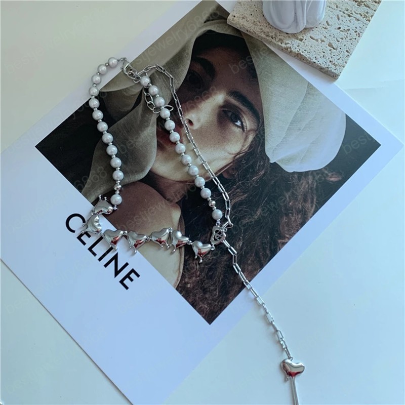 Fashion Imitated Pearl Stone Pendant Necklace For Women Summer Heart Chain Choker Necklace Bohemian Jewelry Gifts