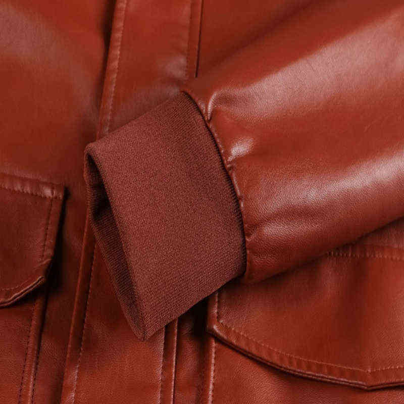 Autumn Fur Spring Collar Detachable Leather Jacket Men Big Pockets Motorcycle Leather Jacket Men PU Coats Simple Biker Jacket 211111