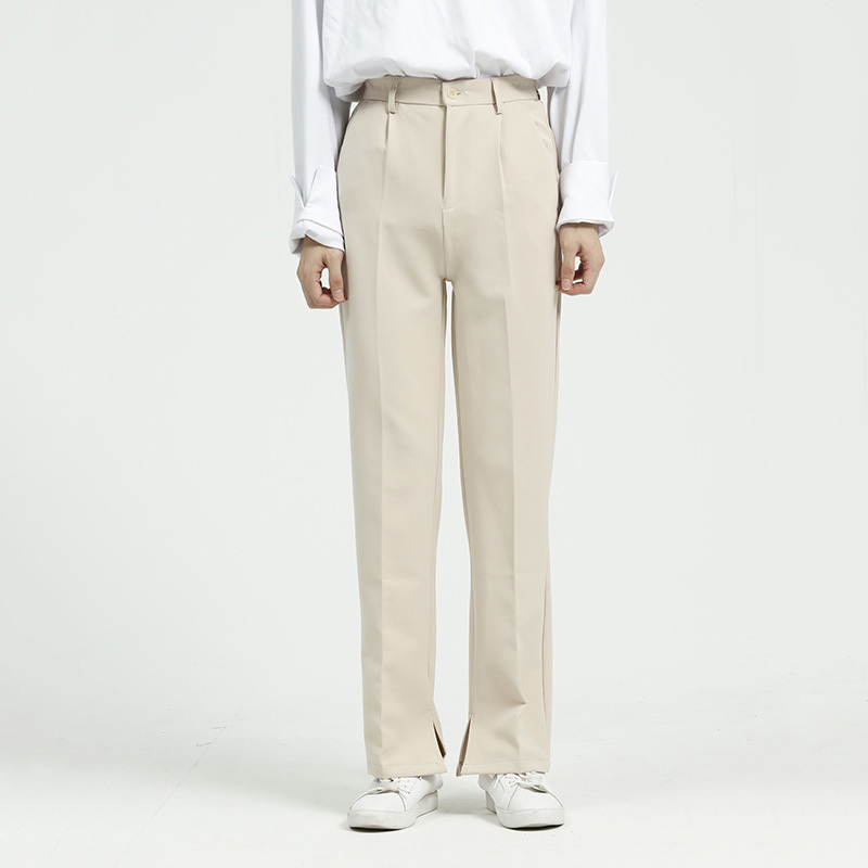 IEFB Men's Wear Split Bottoms Causal Pants Spring Straight Trousers Korean Back Elastic Waist Suit Pants 9Y5961 210524