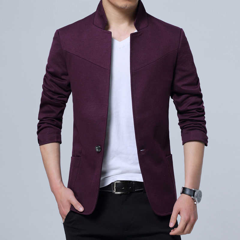 Liseaven Blazer Men Jackets Male Stand Collar Male Blazers Slim Fit Mens Blazer black Jacket Men Plus Size 5XL 210819