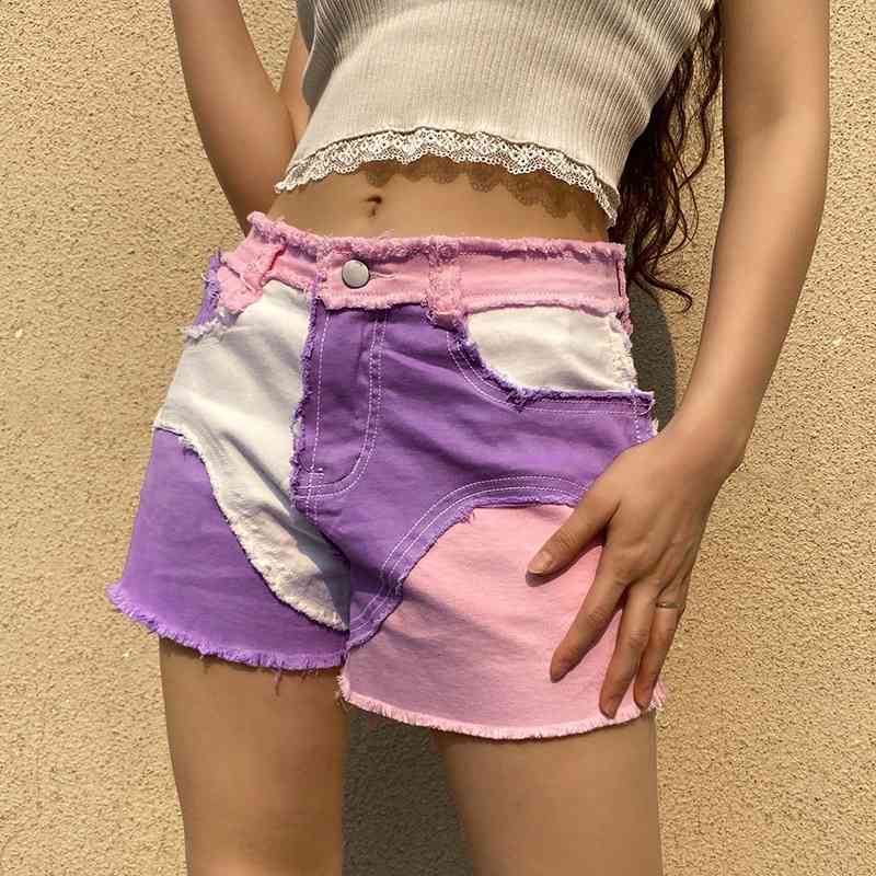 Plush edge stitching color contrast summer women's pants trend personalized short casual pants jeans for women 210602, Pink
Plush edge stitching color contrast summer women's pants trend personalized short casual pants jeans for women 210602, Pink
