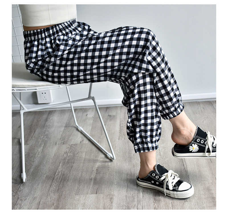 Qooth Summer Ankle-length Lantern Floral Casual Pant's All Match Ice-cold Feeling Soft Fashion One Size QT760 210609