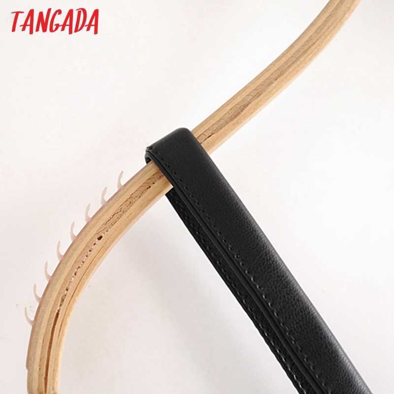 Tangada women black pu leather camis crop top spaghetti strap sleeveless backless short blouses shirts female solid tops QN28 210625