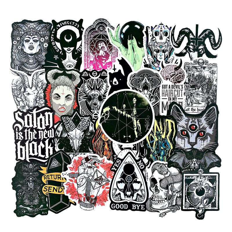 Vehicle DIY Witch Demon Gothic Series Stickers Cartoon Horrible Three Eyed Cat Decals Toy Skateboard Laptop Bicycle Luggage Sticker