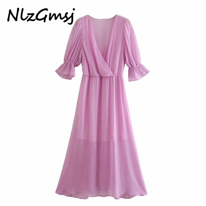 Women fashion v neck purple color casual slim a line Dress female pleats puff sleeve Vestidos Chic ruffles Dresses 210628, As picture
Women fashion v neck purple color casual slim a line Dress female pleats puff sleeve Vestidos Chic ruffles Dresses 210628, As picture