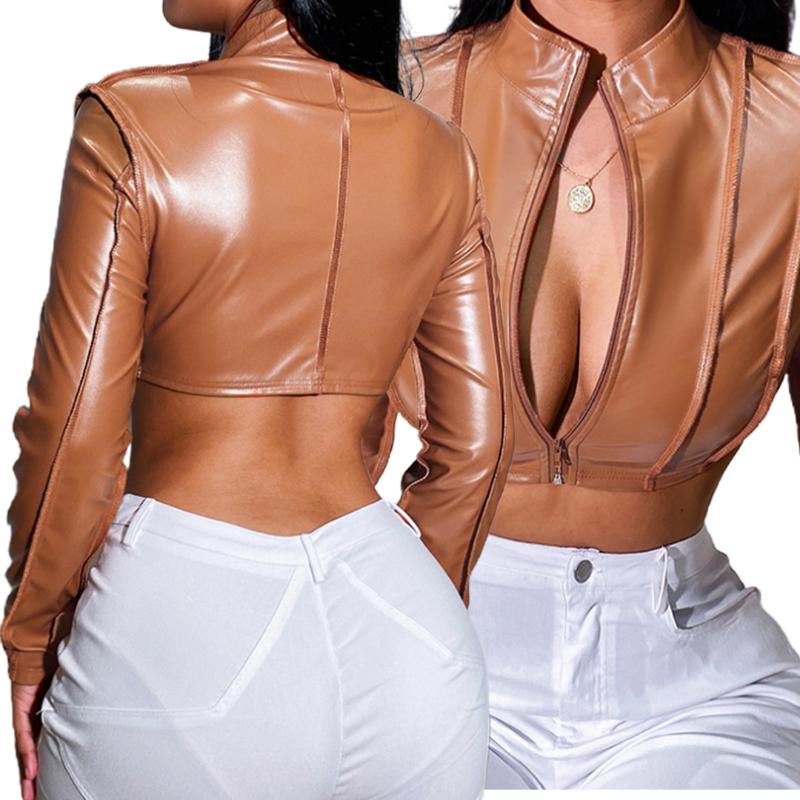 Women's Jackets Fashion Pu Leather Zipper Bright Line Decoration Loose Crop Suit 2022 Fall Winter Women Casual Streetwear Outfits Y2K, Black;brown
Women's Jackets Fashion Pu Leather Zipper Bright Line Decoration Loose Crop Suit 2022 Fall Winter Women Casual Streetwear Outfits Y2K, Black;brown