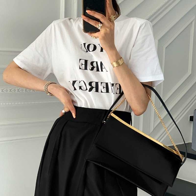 Korean Letters Printed Woman Tshirts Short Sleeve Oneck Causal Graphic T Shirts Spring Summer Tops Tee 6F754 210603Z