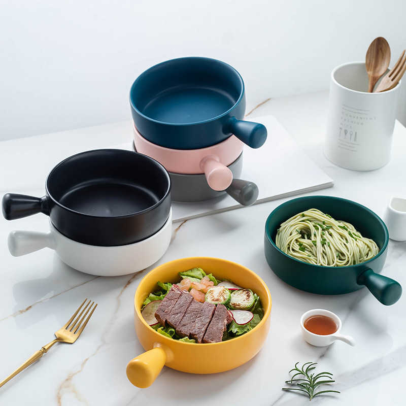 Baked rice bowl Nordic ribbon handle baked spaghetti plate simple household tableware soup noodle bowl salad bowl
Baked rice bowl Nordic ribbon handle baked spaghetti plate simple household tableware soup noodle bowl salad bowl