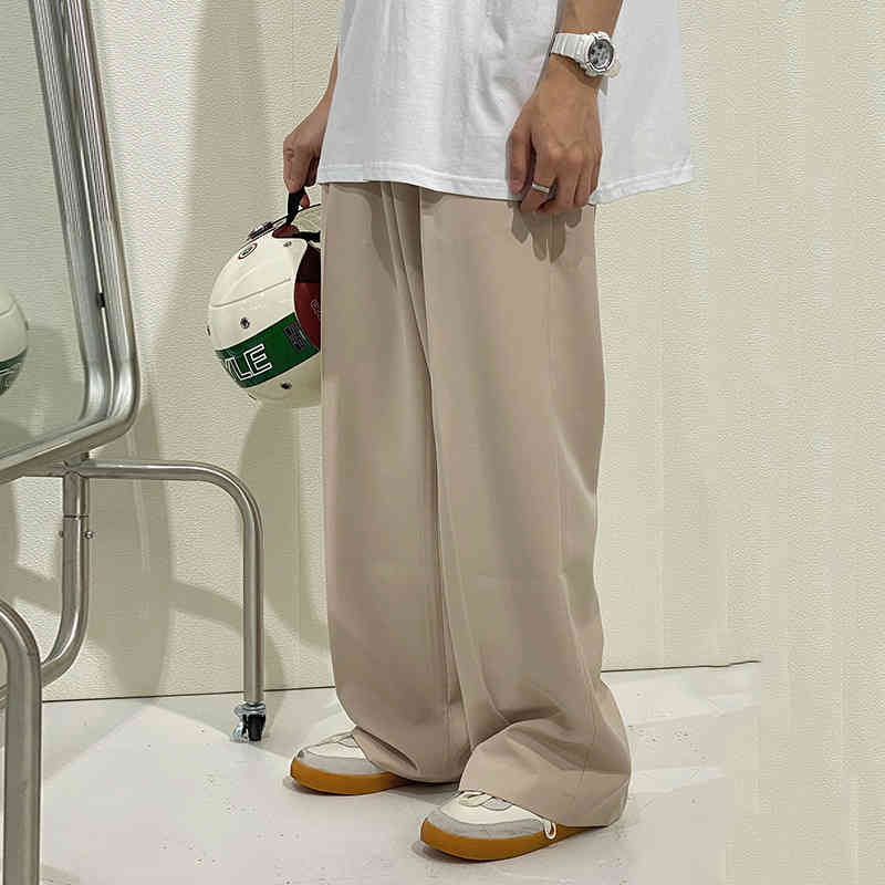 IEFB Men's Floor-length Straight Suit Pants Korean Fashion Loose Casual Wide Leg High Waist Business Trousers 9Y6914 210524