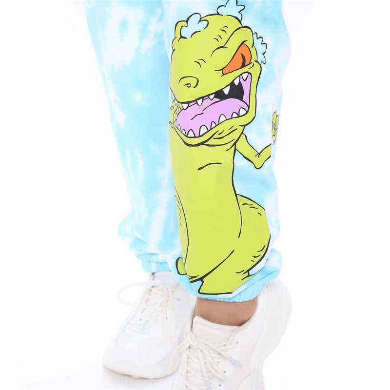 Yvlvol summer women pants style tie-dye casual sportswear trousers with loose feet and high waist letters sweatpants 211124