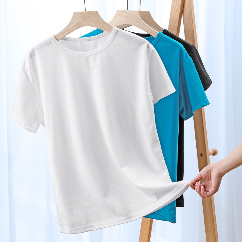 T-shirt publicitaire Lâche Séchage rapide Soie de glace T-shirt pour hommes Sports d'été Sports Short