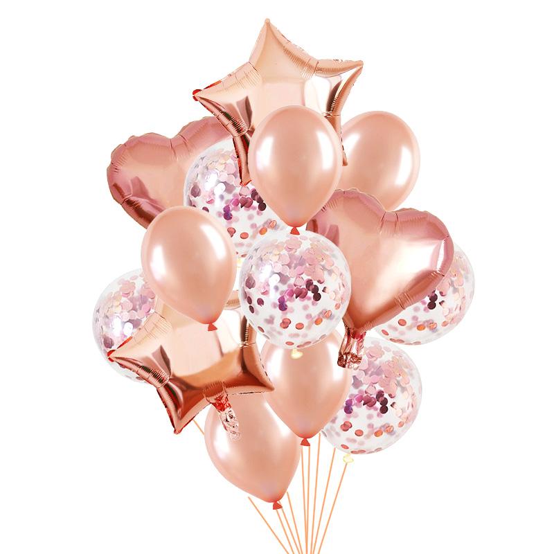 Party Decoration 14pcs Rose Gold Confetti Balloon Sets Heart Star Foil For Wedding Kids 1st Birthday Air Globos Supplies
Party Decoration 14pcs Rose Gold Confetti Balloon Sets Heart Star Foil For Wedding Kids 1st Birthday Air Globos Supplies