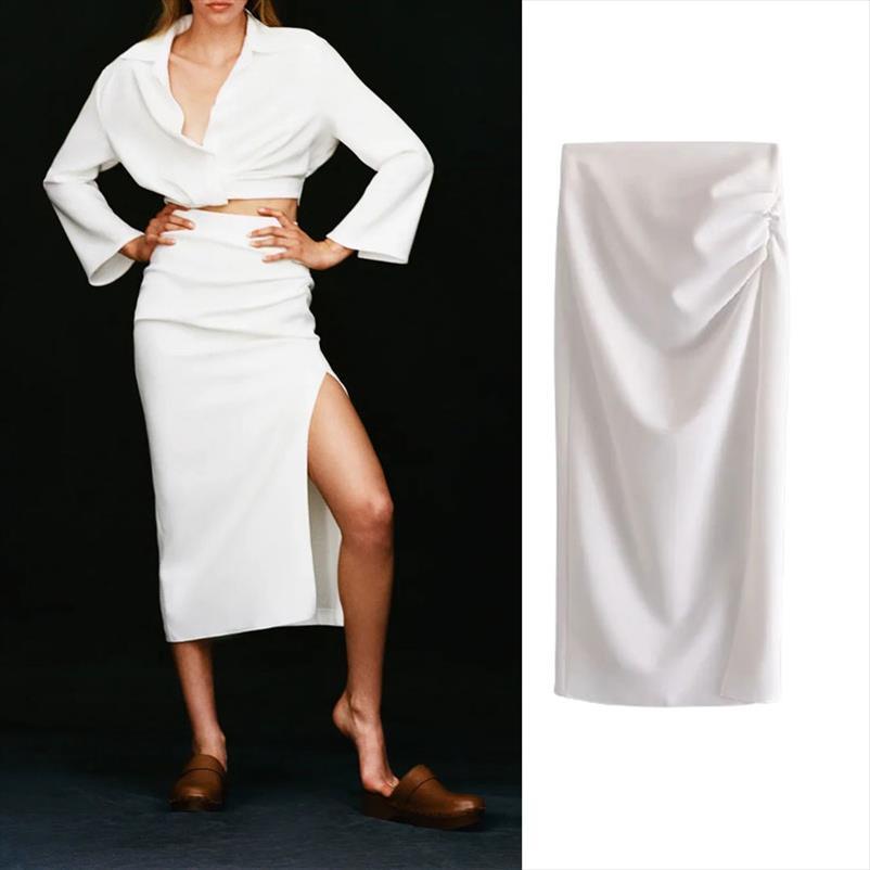 za summer fashion draped white women skirts straight retro elegant chic hem slit work, Black
za summer fashion draped white women skirts straight retro elegant chic hem slit work, Black