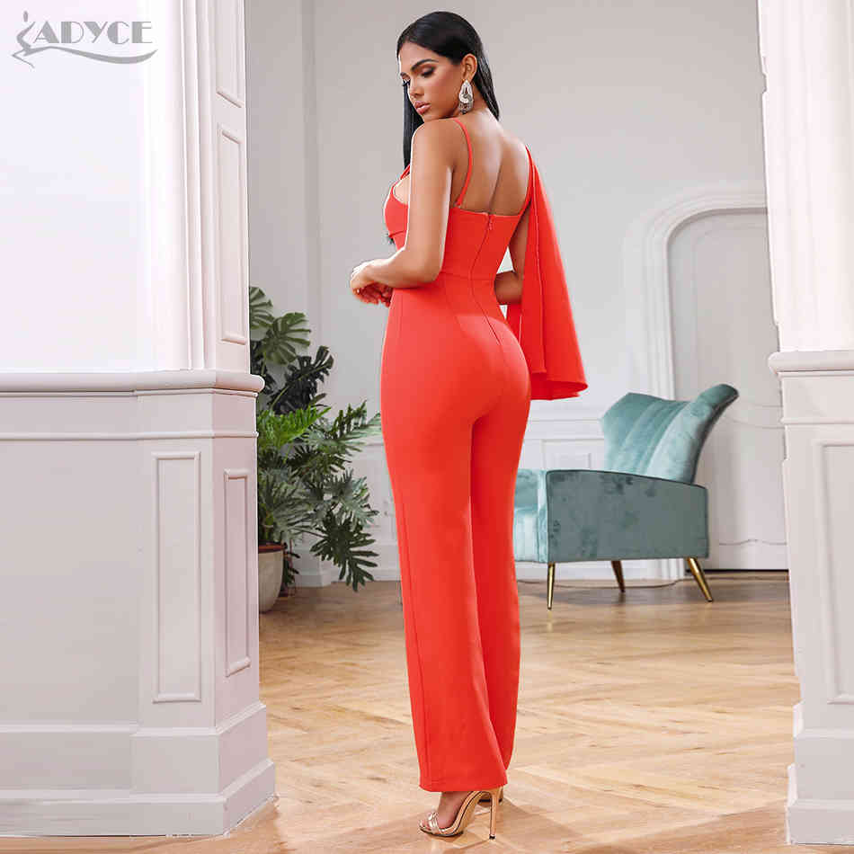 Sexy Women Bodycon Jumpsuit Sleeveless Elegant Orange Solid Casual Bodysuit Ladies Long Full Length Romper 210423
