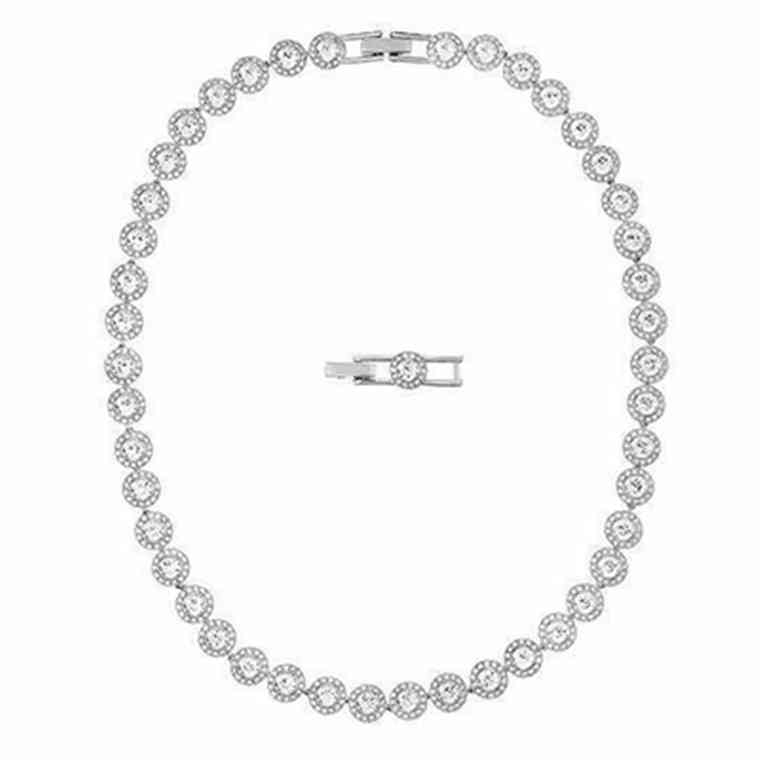 Shi Family Elements Elegant Row Diamond Blue Crystal Round Short Necklace Temperament Clavicle Chain Female