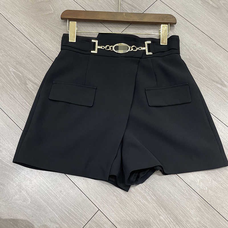 Casual Dot Short For Women High Waist Patchwork Metal Buckle Elegant Loose Shorts Female Clothes Summer Fashion Stylish 210531