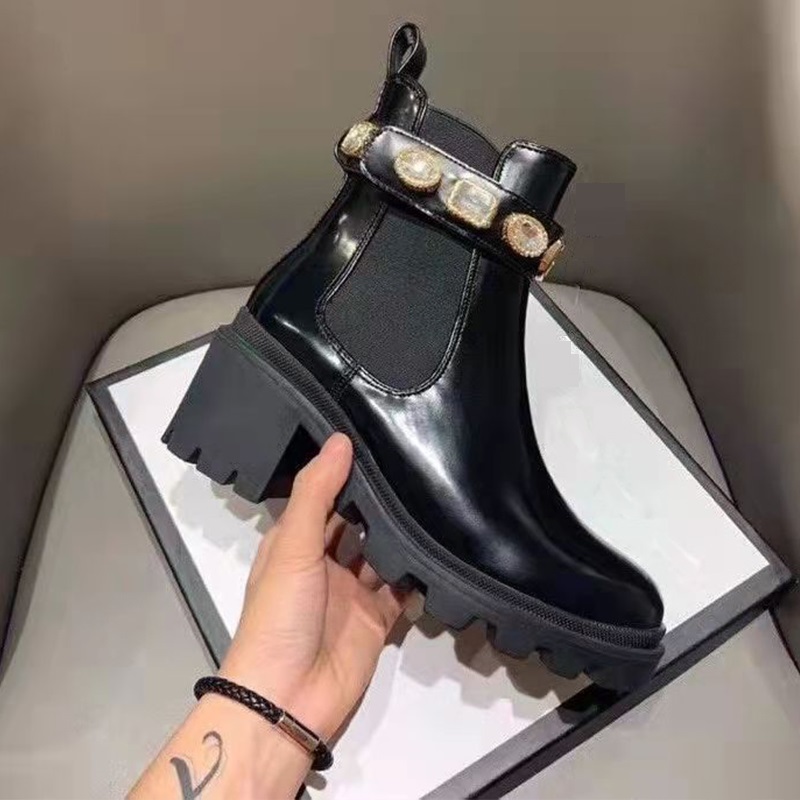 Luxury Black Women's Ankle Boots Chelsea Chunky Low-heeled Boots Women's Platform Shoes Spring Snowboot Casual Shoes Sneakers Booties