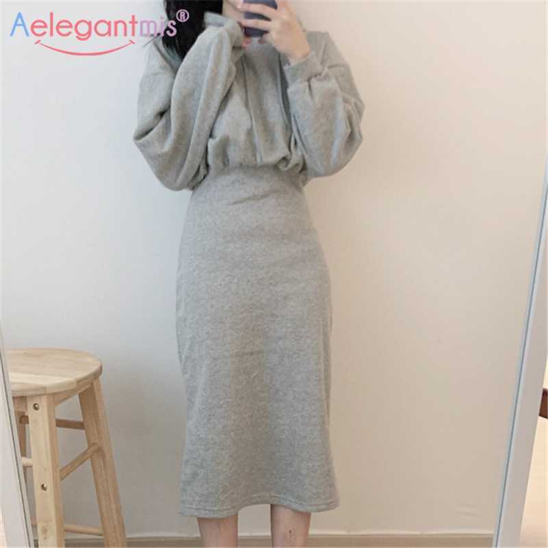 Aelegantmis Korean Fashion Slim Women Solid Fleece Sweatshirt Dress Bodycon Spring Elegant Casual Female Hoodie Midi Chic 210607, Gray
Aelegantmis Korean Fashion Slim Women Solid Fleece Sweatshirt Dress Bodycon Spring Elegant Casual Female Hoodie Midi Chic 210607, Gray