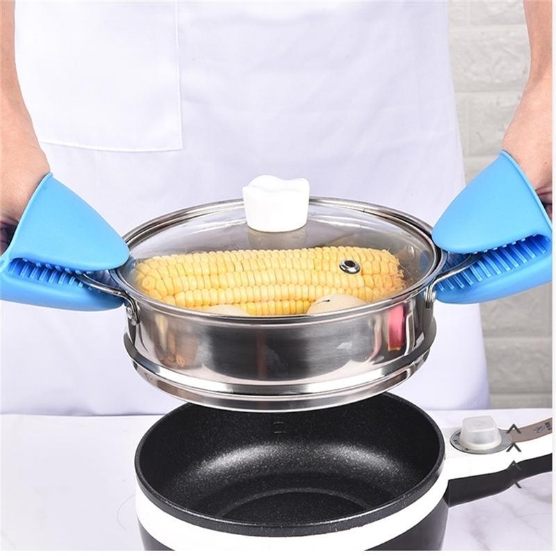 BBQ Tools Silicone Heat Resistant Gloves Clips Insulation Non Stick Anti-slip Pot Bowel Holder Clip Cooking Baking Oven Mitts