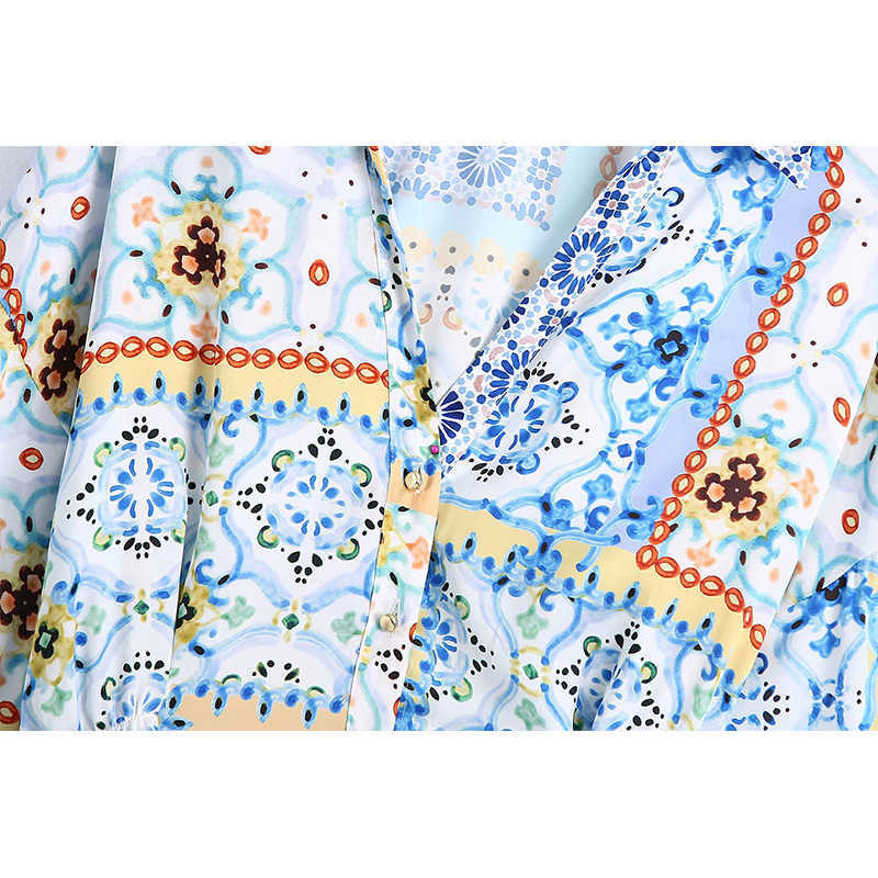 Summer Women Dress V-Neck Long Sleeve Shirt Dress Chic Elegant Lady Casual Fashion Vintage Women Patchwork Dress 210709