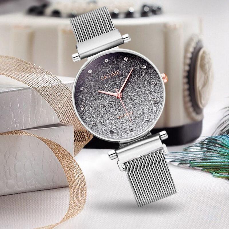 Wristwatches Women Watch Bracelet Silver Stainless Steel Starry Sky Magnetic Mesh Strap Women's Quartz Diamond Wristwatch Luxury Watches 202, Black
Wristwatches Women Watch Bracelet Silver Stainless Steel Starry Sky Magnetic Mesh Strap Women's Quartz Diamond Wristwatch Luxury Watches 202, Black