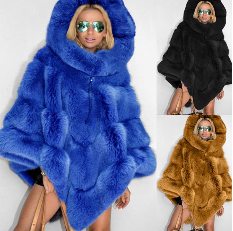Faux Fur Coat Women Fox Fur Winter Warm Oversized Long Sleeve Luxury Cape Poncho Overcoat Pullover Jacket Outwear Plus Size 201110, Black
Faux Fur Coat Women Fox Fur Winter Warm Oversized Long Sleeve Luxury Cape Poncho Overcoat Pullover Jacket Outwear Plus Size 201110, Black