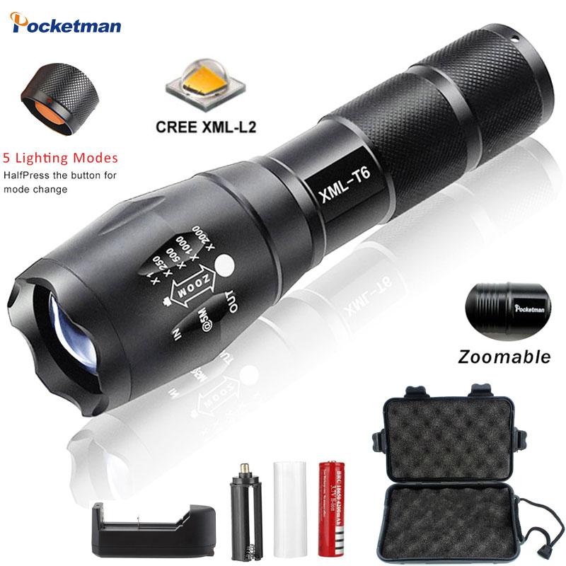 Tactical 5000 Lumens XM-L2 Zoomable 5 Modes Aluminum Lanterna LED Torch Flashlights For Camping Torches
Tactical 5000 Lumens XM-L2 Zoomable 5 Modes Aluminum Lanterna LED Torch Flashlights For Camping Torches