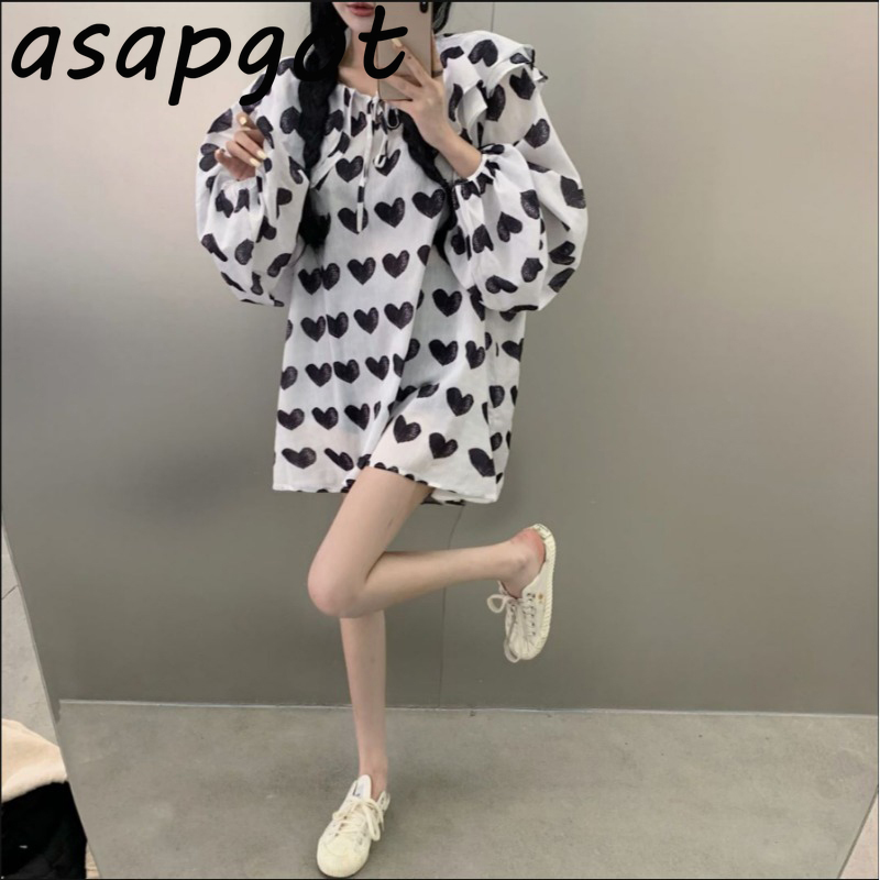 Sweet Pink Peter Pan Collar Lantern Sleeve Blouse Women Chiffon Lace Up Ruffles Shirts Spring Loose Tops Blusas Mujer Full Chic 210429