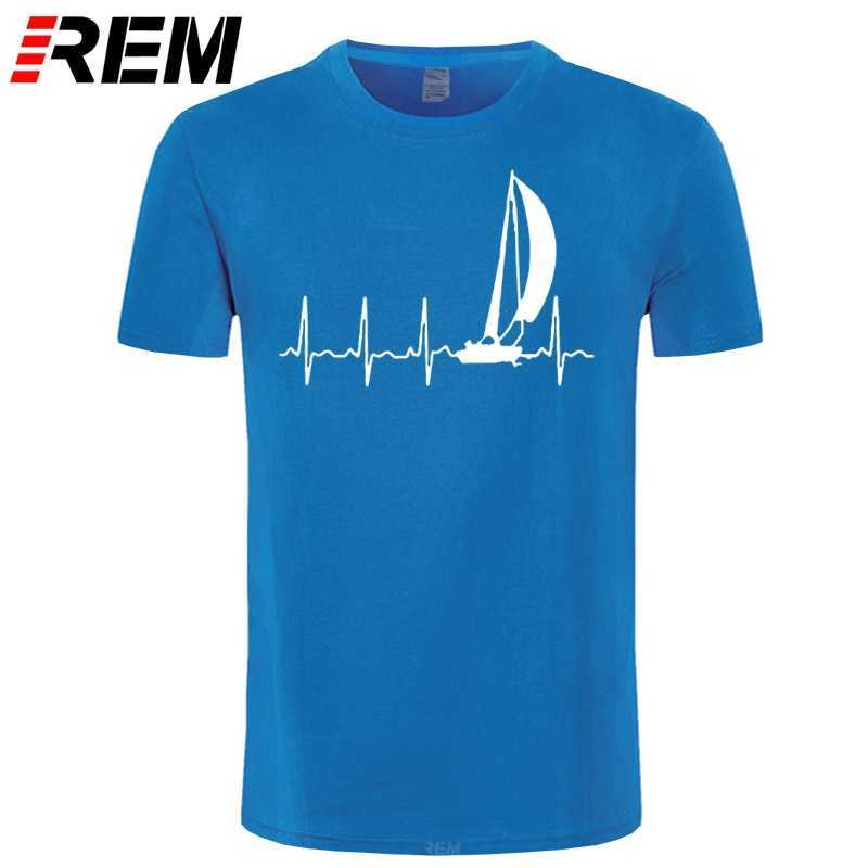 Sailing T Shirt SAILING IN A HEARTBEAT T-Shirt Summer Graphic Tee Shirt Cute 100 Cotton Short Sleeve 4xl Mens Tshirt 210726