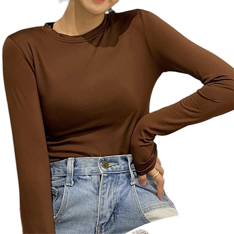 Autumn Women Tees Long Sleeve T-Shirts Plain Solid Underwear Casual O-neck Thin For 210518, White
Autumn Women Tees Long Sleeve T-Shirts Plain Solid Underwear Casual O-neck Thin For 210518, White