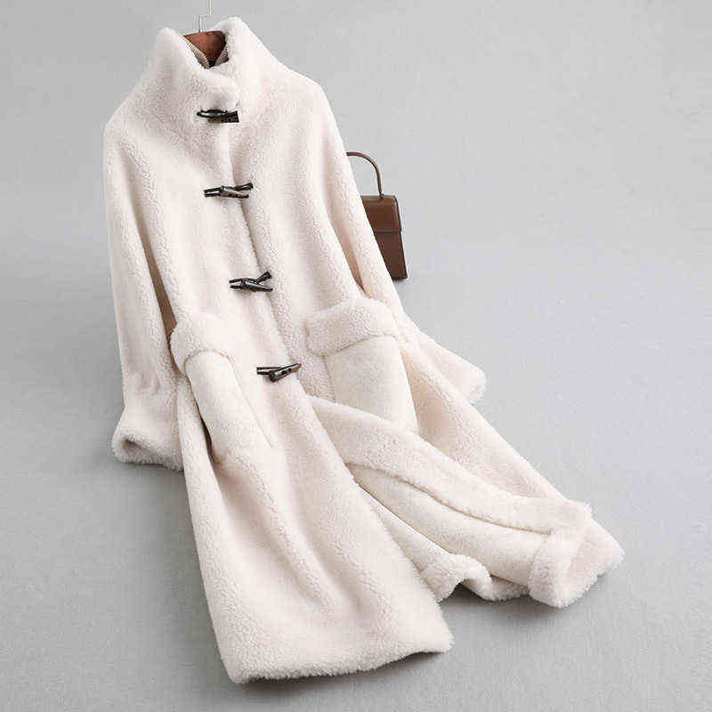 Real Fur Coat High Quality Long Sheep Shearling Women Winter Jackets Wool Casual Coats Korean Style Jaqueta Feminina 211123