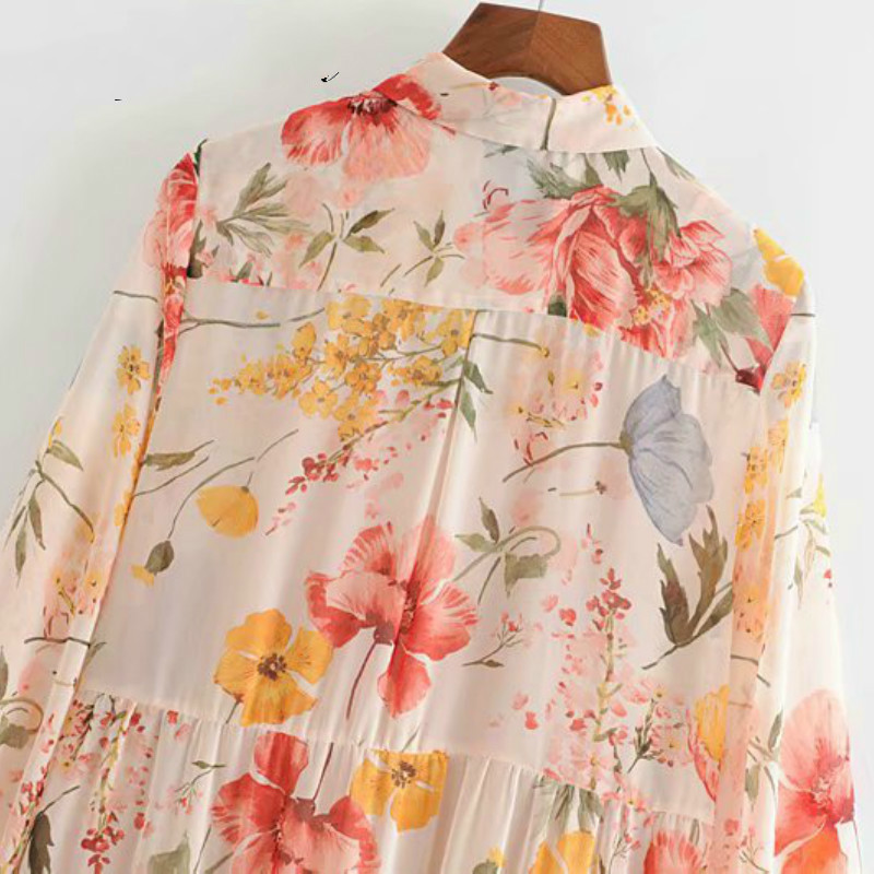women's Long Maxi Floral Dress Boho Women for Cotton Summer es Casual Sleeve Shirt es 210428