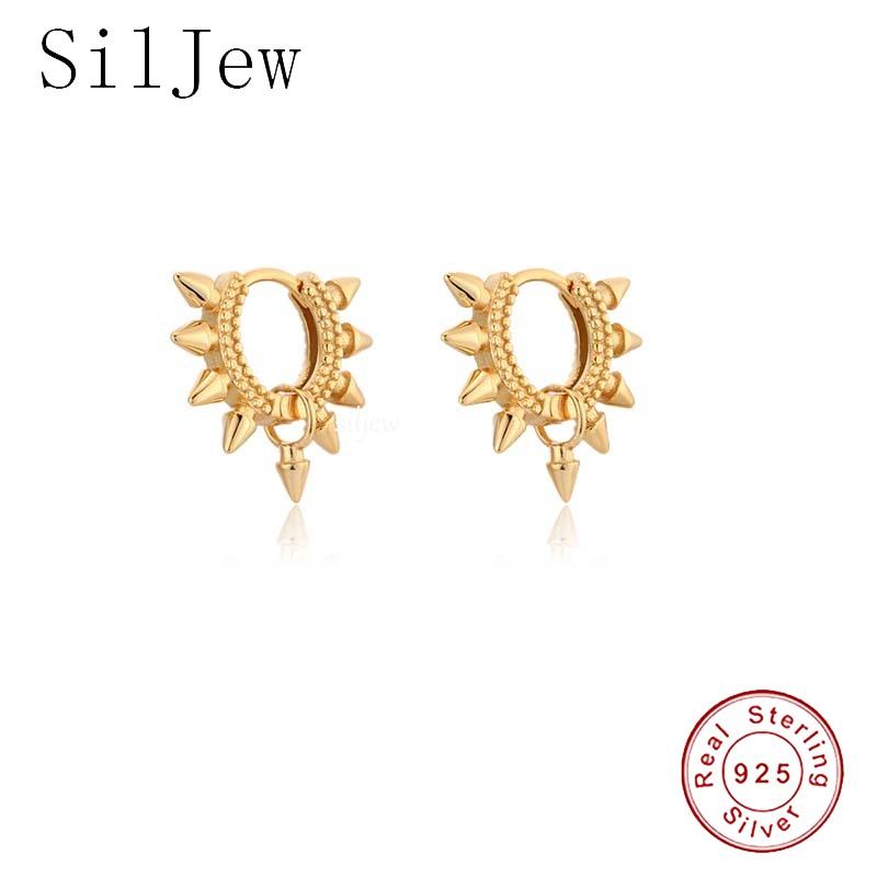 Hoop & Huggie SilJew925 Sterling Silver Gold Spike Huggies 7.1mm Women Rock Punk Friendship Party Circle Piercing Ohrringe Jewels Brincos
Hoop & Huggie SilJew925 Sterling Silver Gold Spike Huggies 7.1mm Women Rock Punk Friendship Party Circle Piercing Ohrringe Jewels Brincos