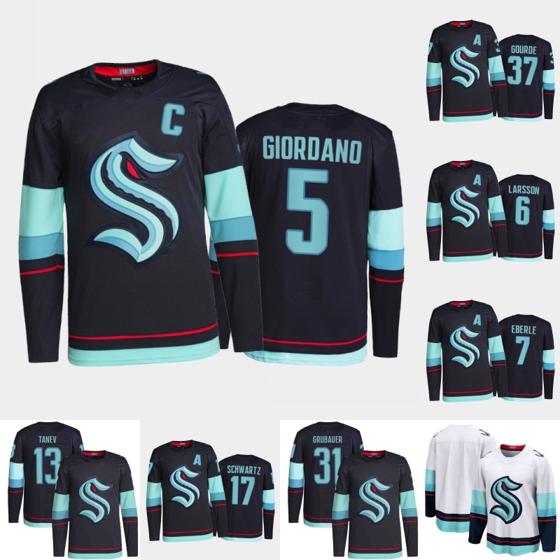 Seattle Kraken 5 Mark Giordano Jersey Adam Larsson Jeremy Lauzon Kole Lind Jamie Oleksiak Jaden Schwartz Carson Soucy Carsen Twarynski Alex Wennberg Jared McCann, Mens white s-xxxl 
Seattle Kraken 5 Mark Giordano Jersey Adam Larsson Jeremy Lauzon Kole Lind Jamie Oleksiak Jaden Schwartz Carson Soucy Carsen Twarynski Alex Wennberg Jared McCann, Mens white s-xxxl