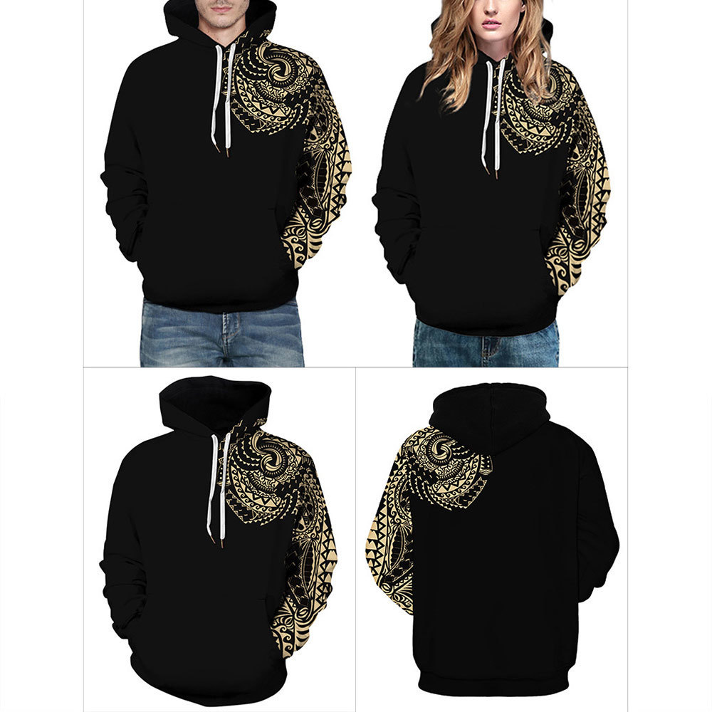 Women Autumn Long Sleeve 3D Print Hoodies Casual Geometric Loose Hooded Sweatshirts Plus Size 3XL Pullover 210428