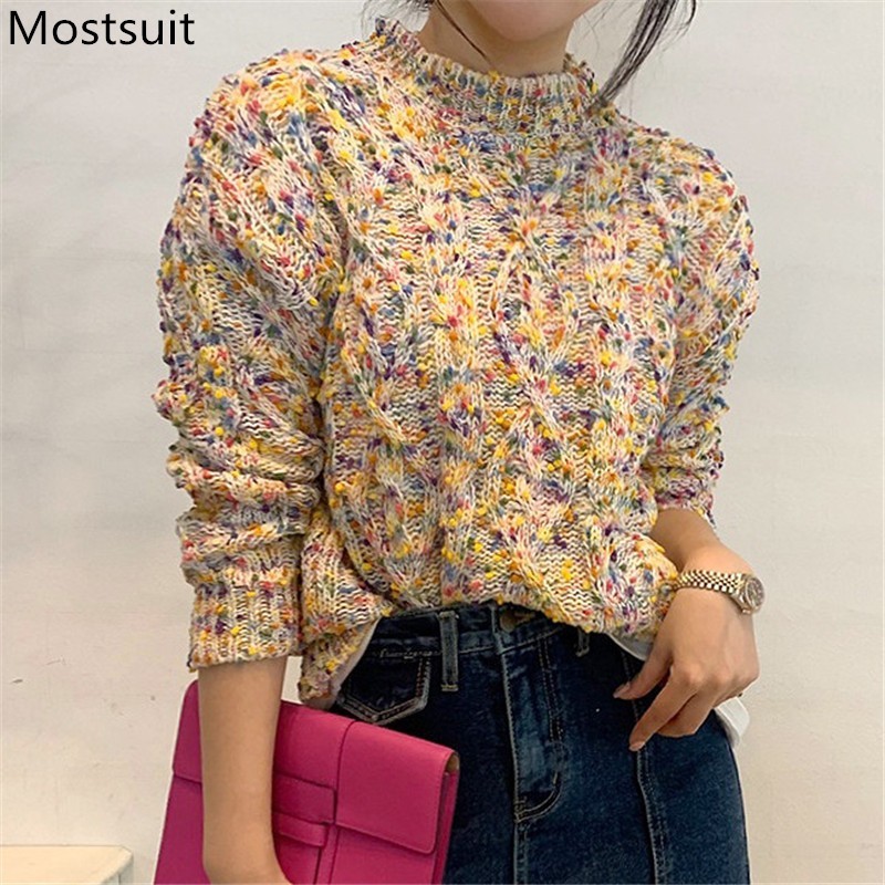 Korean Colorful Knitted Sweater Pullover Women Mock Neck Long Sleeve Sweet Soft Fashion Female Jumpers Tops 210518, Navy
Korean Colorful Knitted Sweater Pullover Women Mock Neck Long Sleeve Sweet Soft Fashion Female Jumpers Tops 210518, Navy