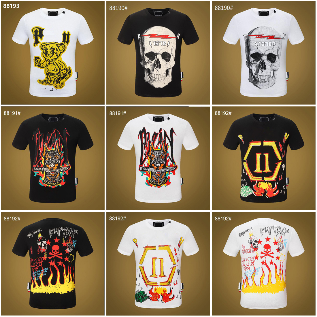 PP Fashion Men's Designer slim fit T-shirt Summer rhinestone Short Sleeve Round Neck shirt tee Skulls Print Tops Streetwear collar Polos M-xxxL 2014, # 8
PP Fashion Men's Designer slim fit T-shirt Summer rhinestone Short Sleeve Round Neck shirt tee Skulls Print Tops Streetwear collar Polos M-xxxL 2014, # 8