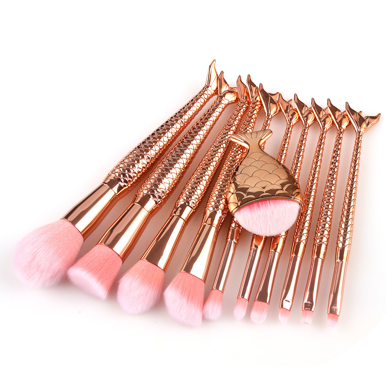 11pcs Mermaid Makeup Brush Set Colorful Fishtail Makeup Brushes Cosmetic Beauty Tools Foundation Best quality