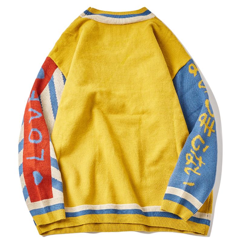 Men's Sweaters LACIBLE Harajuku Sweater Pullover Men Patchwork Clown Print Knitted Hip Hop Streetwear Retro 2021 Spring Male Loose Tops