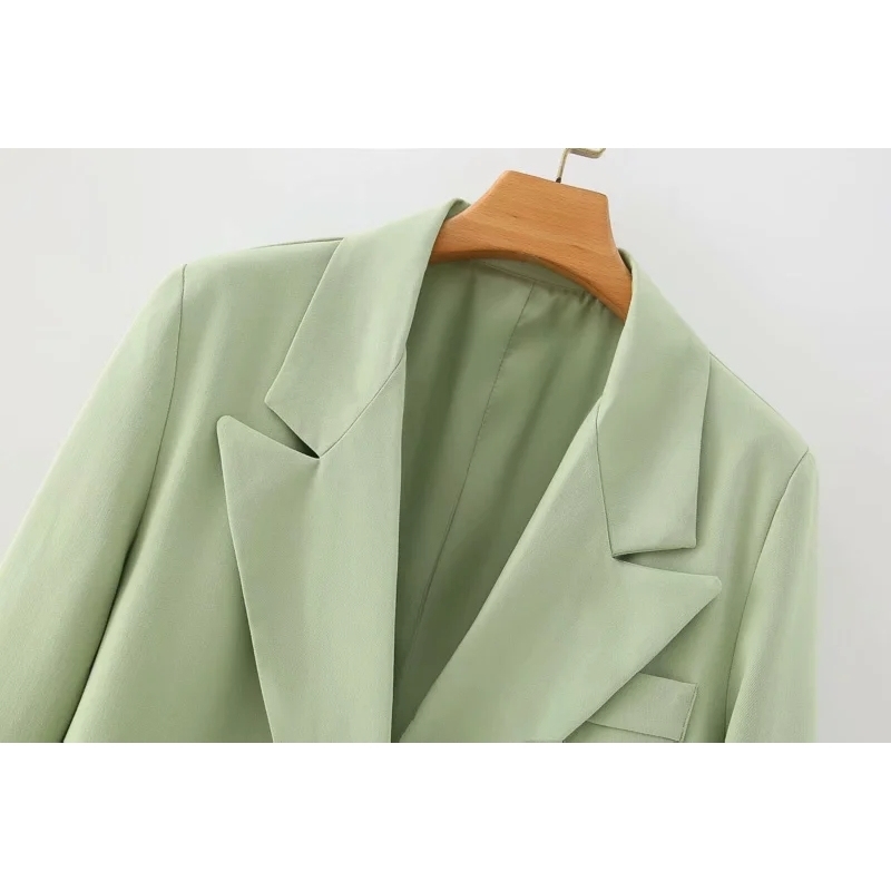 vintage women twill pattern jackets autumn green buttonfly ladies suits casual female coats fashion girls jacket 210430