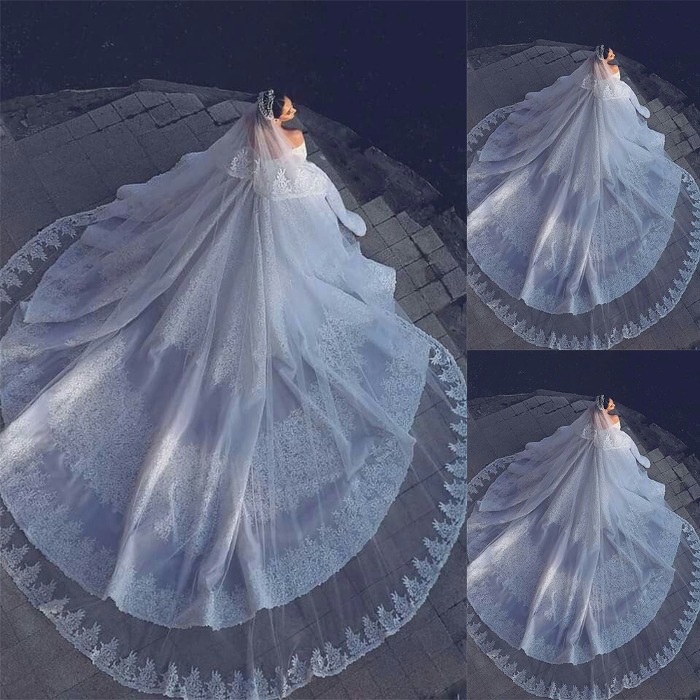 Short Elbow Length Wedding Veils Headband Accessories Appliques Lace with Comb Bridal for Girls